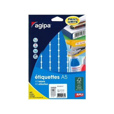 Apli Agipa - Etui A5 - 720 Étiquettes bleues multi-usages - 16 x 22 mm - réf 114332