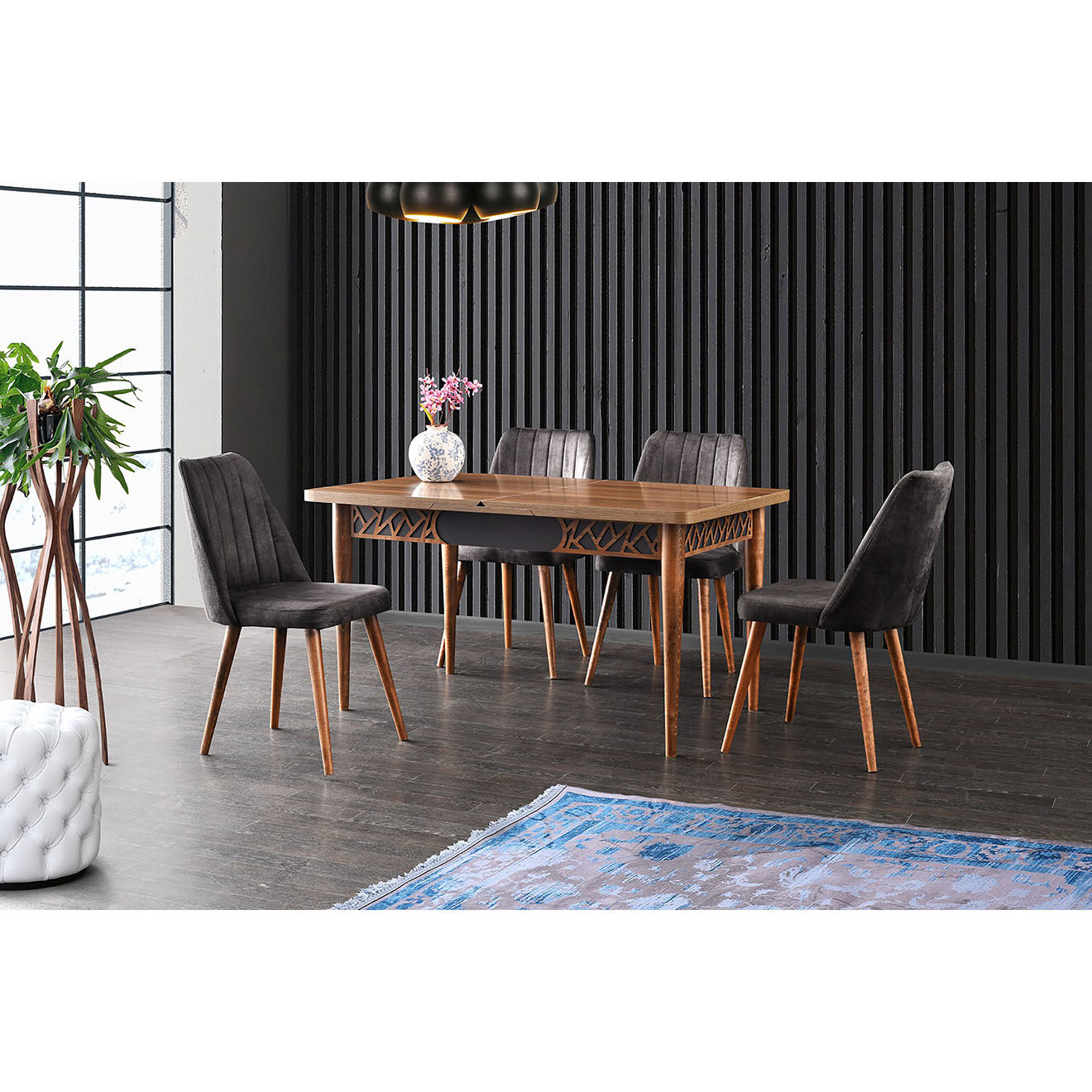 Wooden Art Table à manger Mira anthracite 130x75x80 cm