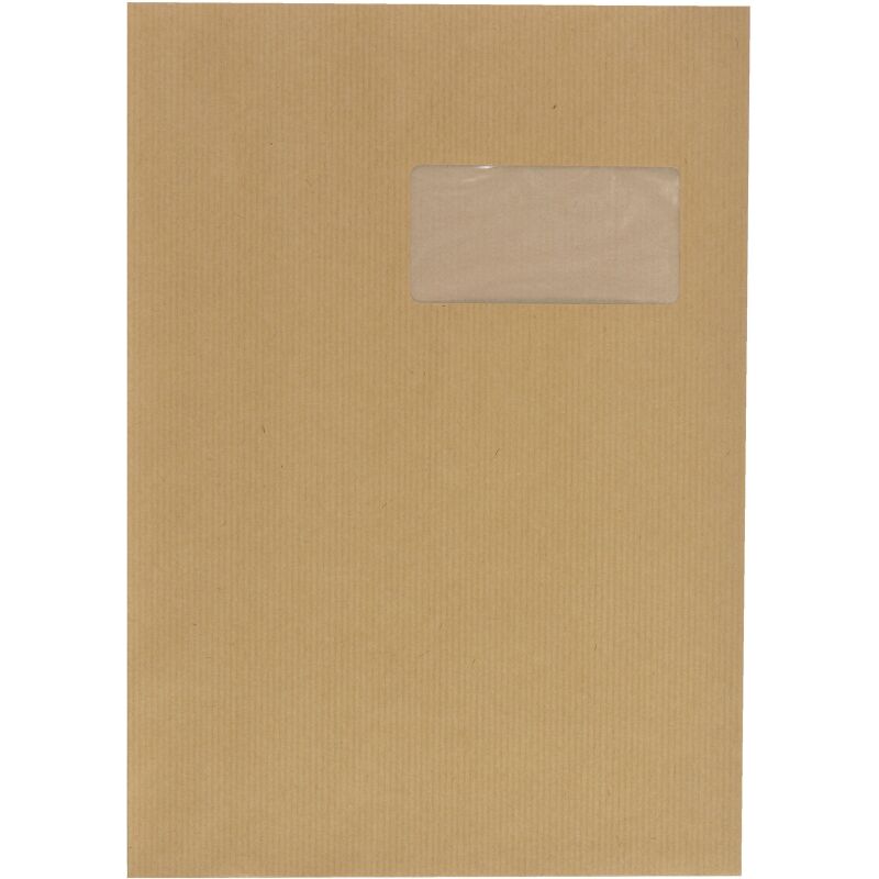Pochette kraft milleraies brun 229 x 324 mm Bruneau 90 g avec fenêtre 50 x 100 mm - Boîte de 250