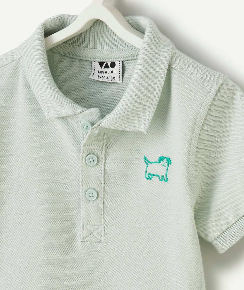 POLO MANCHES COURTES BÉBÉ GARÇON 100% COTON VERT AVEC BRODERIES