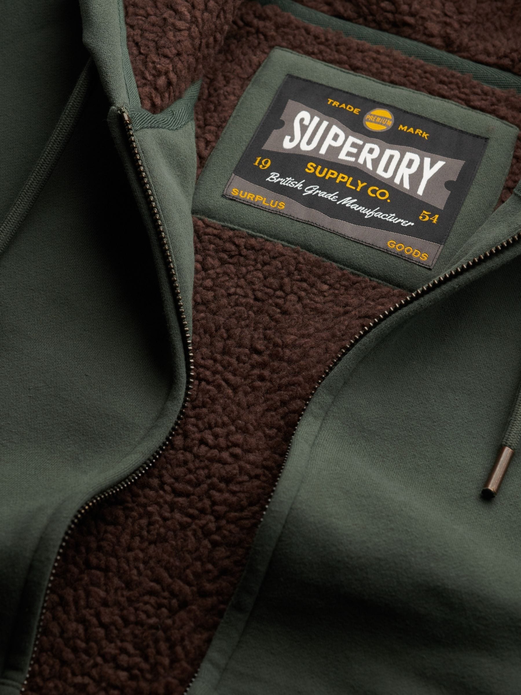 Groen - Superdry Borg Lined Ziphood Hoodie