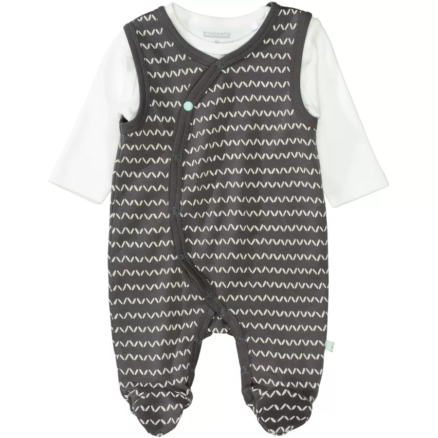 STACCATO Strampler+Shirt washed anthrazit gemustert