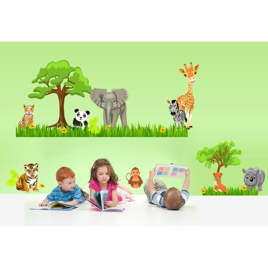 Nikima Wandtattoo 088 Wandtattoo Baby Zoo Safari Tiere bunt