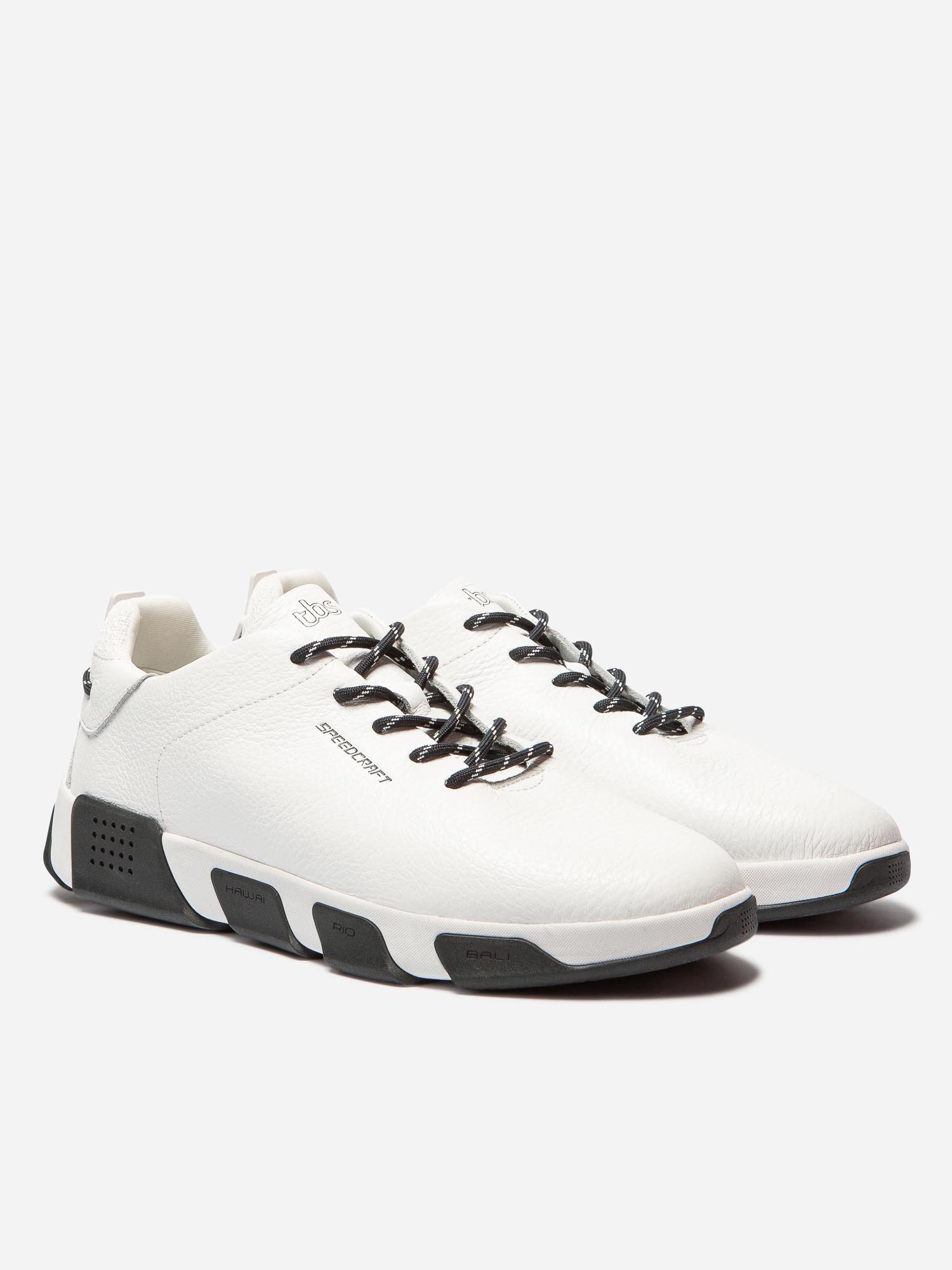 Baskets Homme Semelle Grip Cuir Blanc