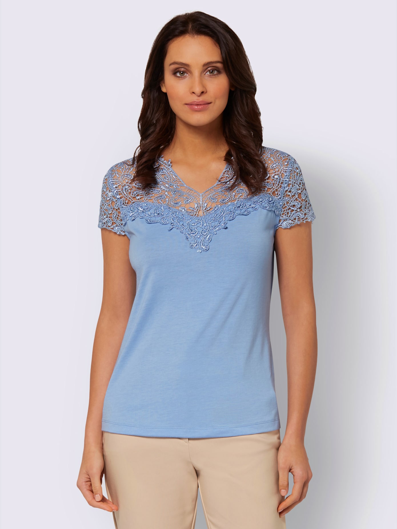 T-shirt en dentelle empiècement en dentelle
