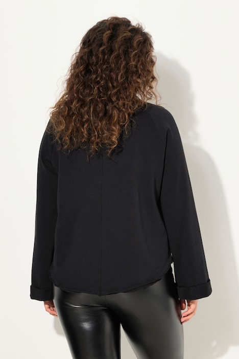 Sweatshirt, Rollkanten, Rundhals, Raglan-Langarm