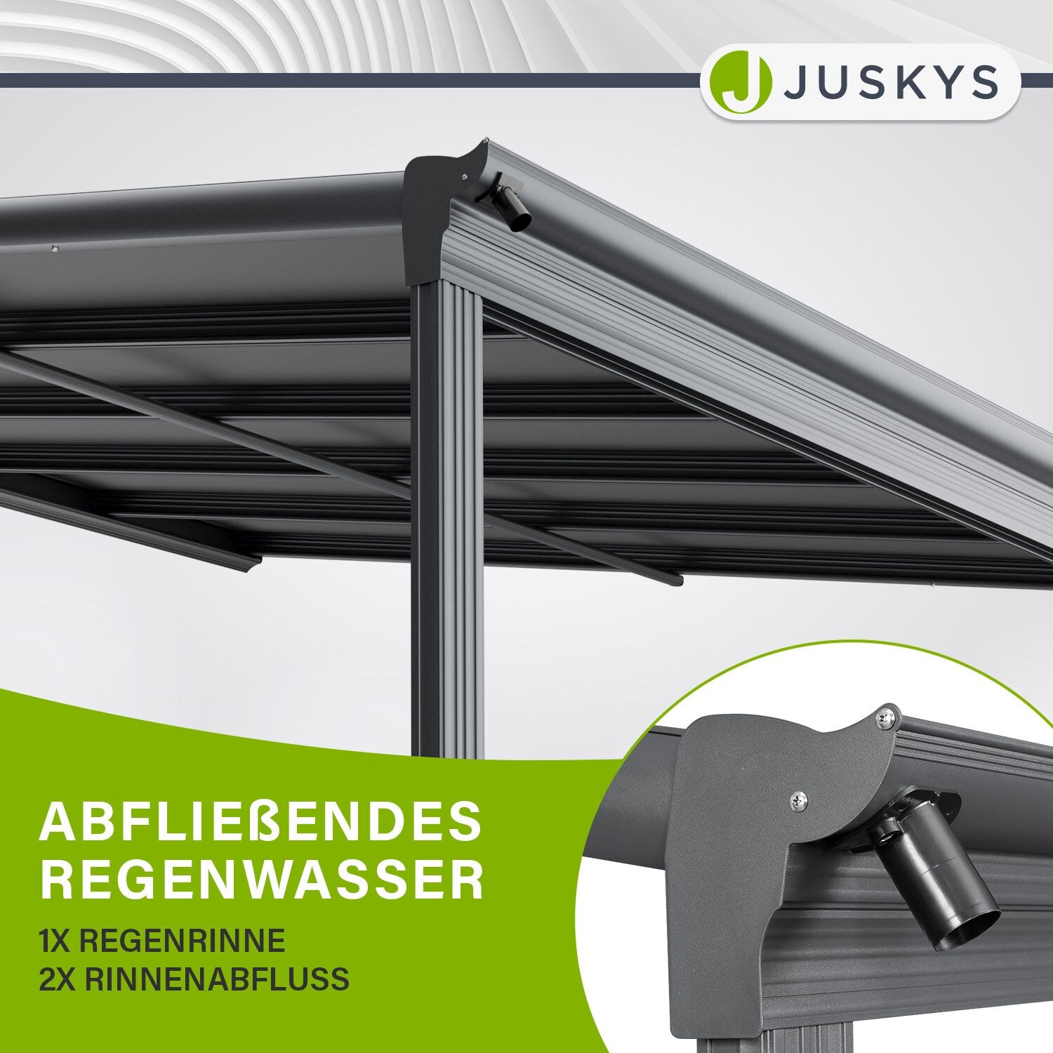 Juskys Terrassendach Borneo 3x3 m Aluminium mit Doppelstegplatten Terrassenüberdachung Anthrazit