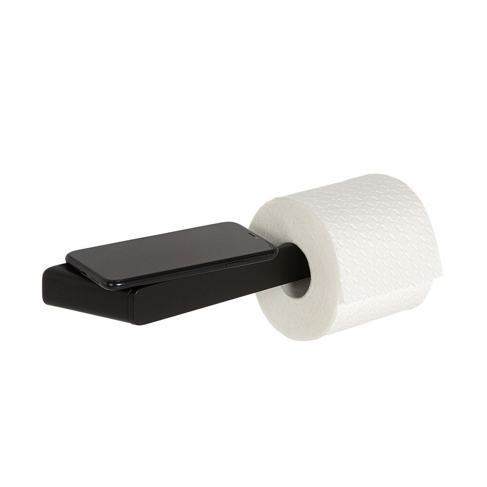 Geesa Shift toiletrolhouder zonder klep met planchet zwart