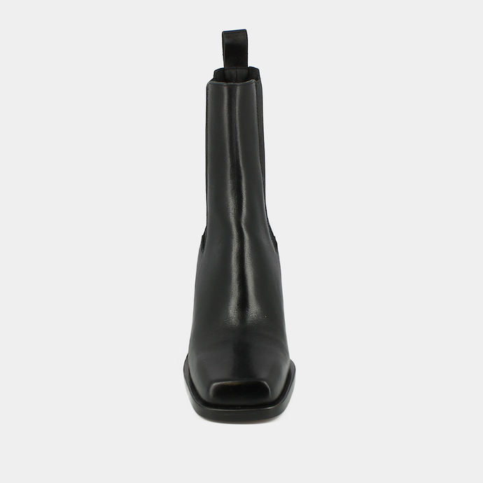 Boots à talons hauts et élastiques  en cuir noir