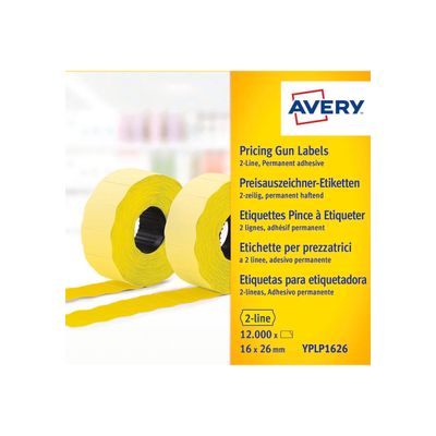 Avery - Boîte de 10 rouleaux de 1200 étiquettes de prix - 26 x 16 mm - jaune