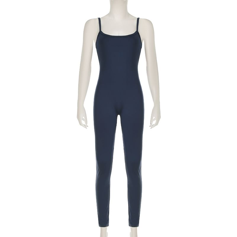 Cincine - Spaghettibandjes Effen Skinny Jumpsuit