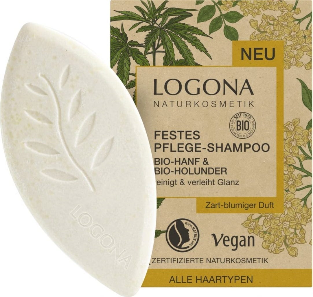 LOGONA  Festes Shampoo Bio-Hanf & Bio-Holunder, 60 g