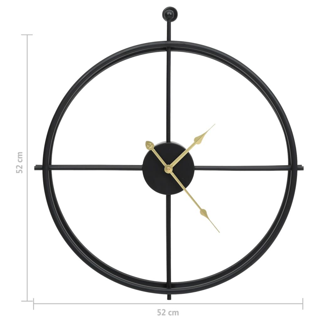 vidaXL Wandklok, zwart, 52 cm, ijzer