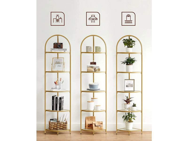 VASAGLE Regal Gold Eckregal mit 5 Ebenen