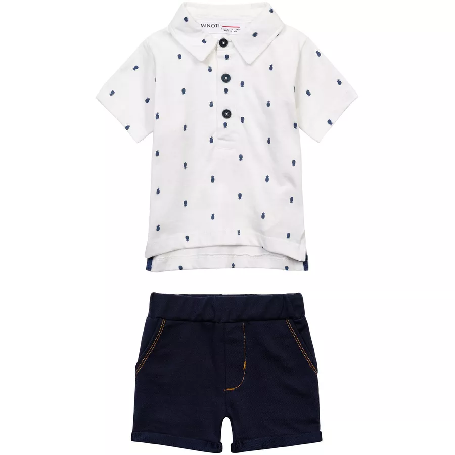 MINOTI T-Shirt und Hose im Set WeißDenim-Dunkelblau