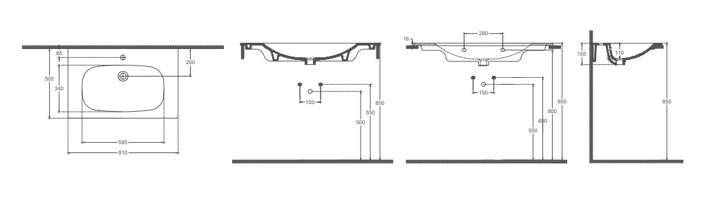 Isvea Infinity wastafel 80x50cm wit mat