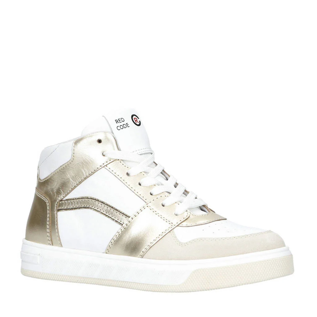 Red Code leren sneakers wit/beige/goud
