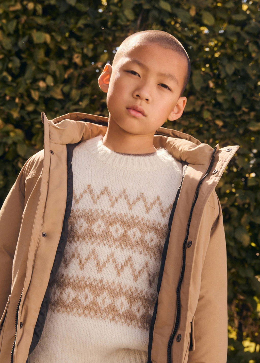 Mango Kids gewatteerde winterjas lichtbruin