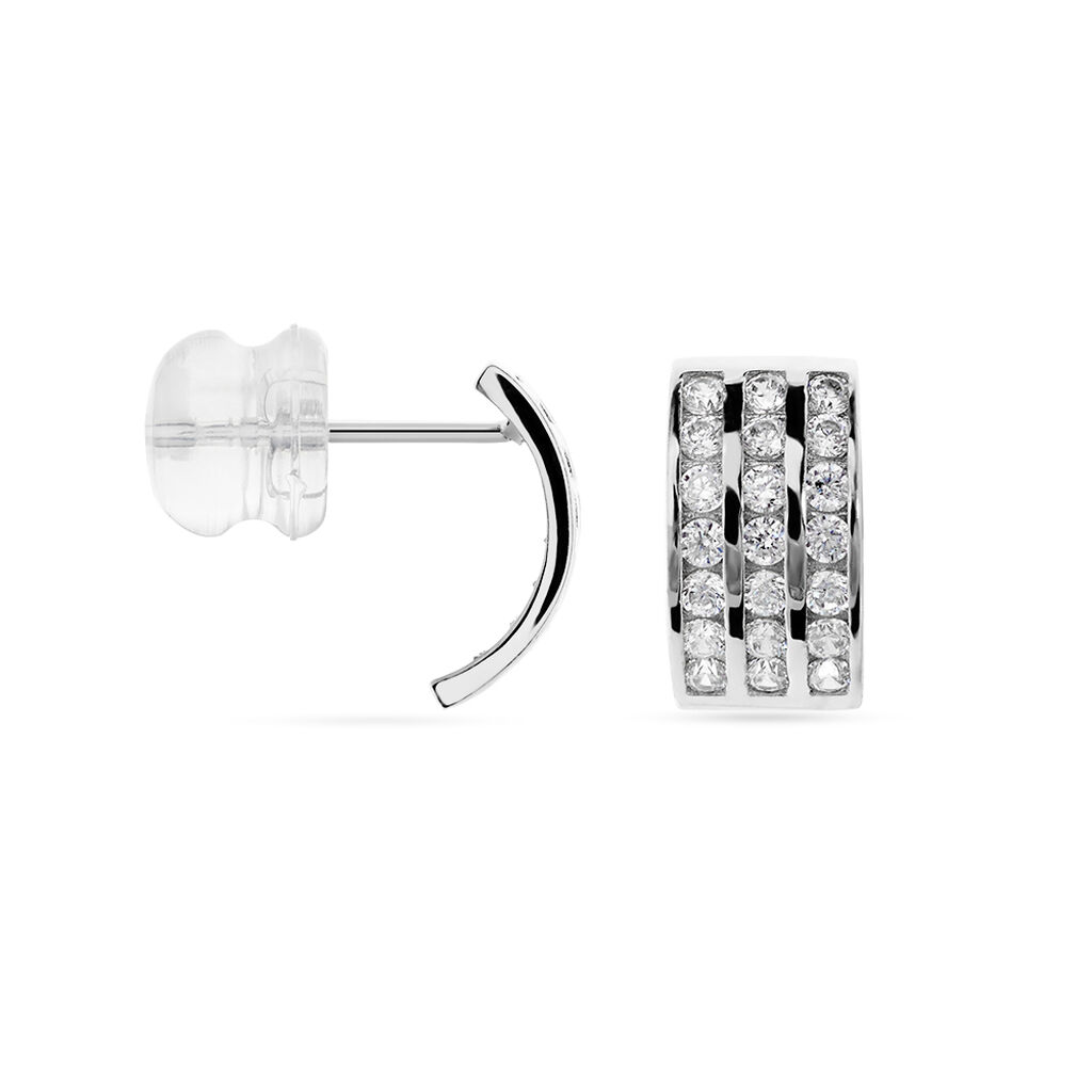 Demi Créoles Or Blanc Jacobea Oxyde De Zirconium