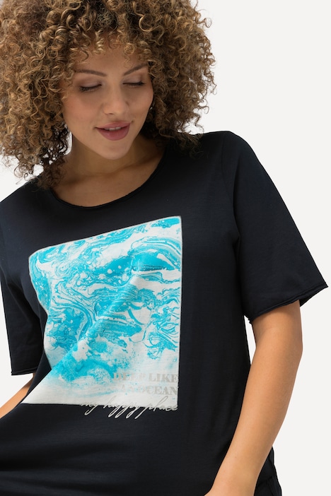 T-Shirt, Rollkanten, Classic, Rundhals, Halbarm