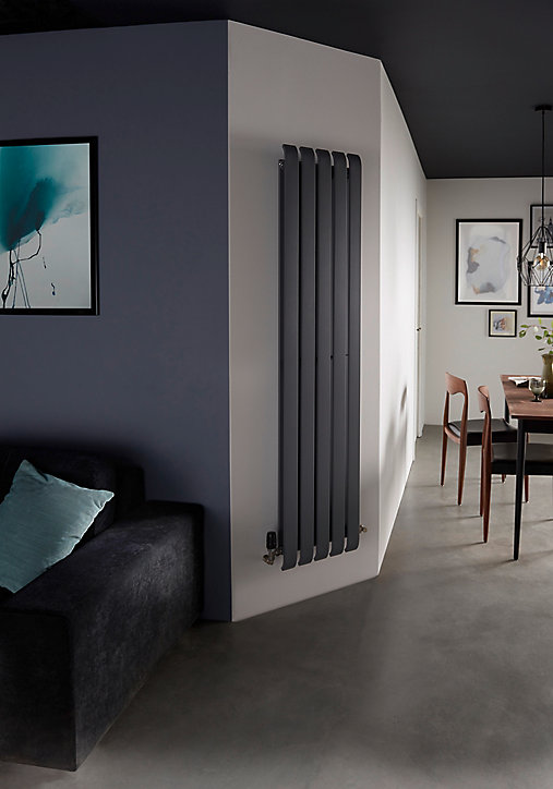 Radiateur eau chaude GoodHome Wilsona Vertical Gris 1 120 W