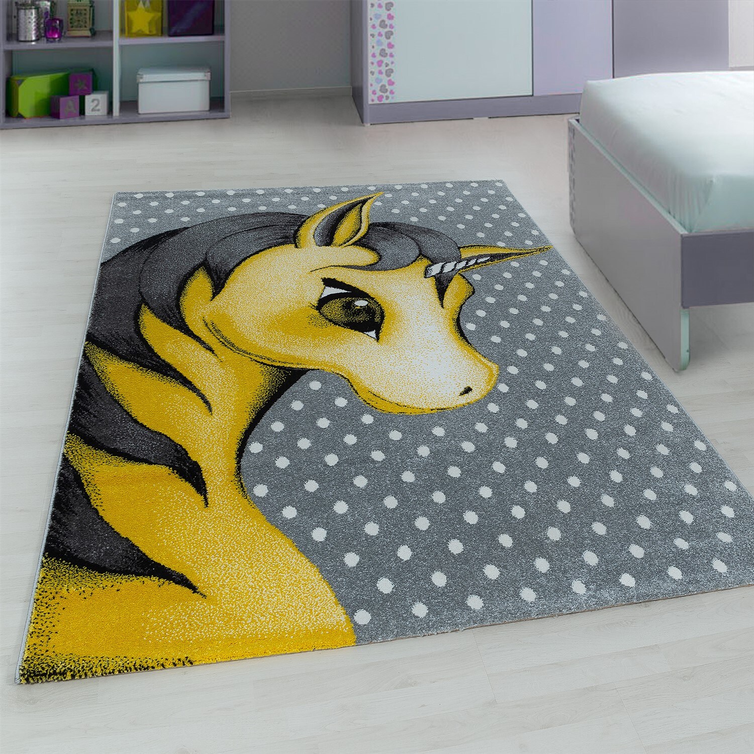 Wunderschöne Kinderteppiche , Teppich mit einhorn Motiv Rund oder Viereck
