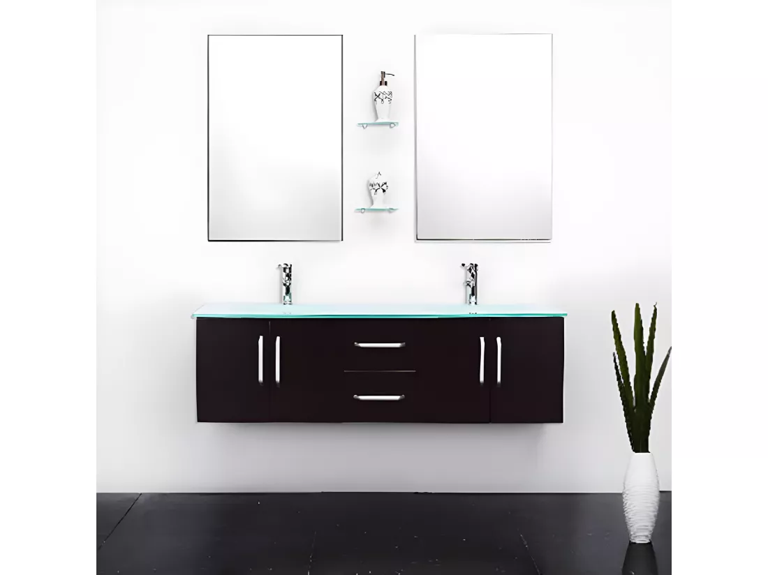 Meuble de Salle de Bain noir 151 cm Lavabo inclus – Ginger
