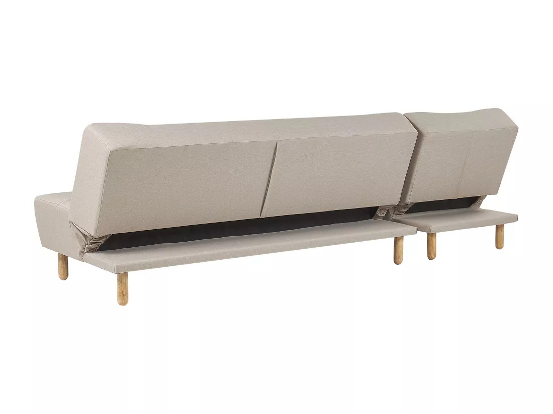 Canapé angle à gauche convertible en tissu beige 4 places ALSTEN