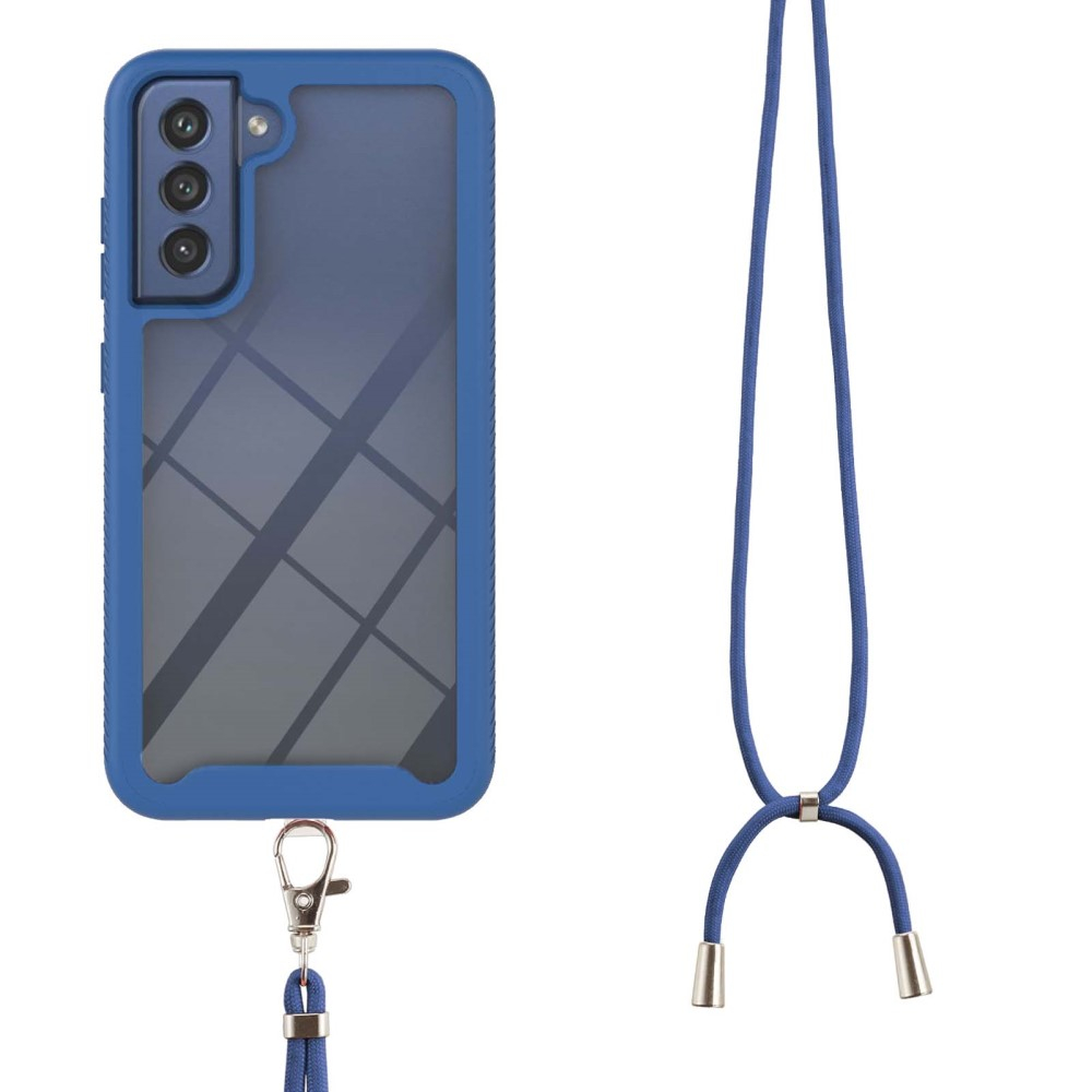 Samsung Galaxy S21 FE 5G Hybrid Hülle Shock Proof   Necklace Handykette (130cm) - Blau