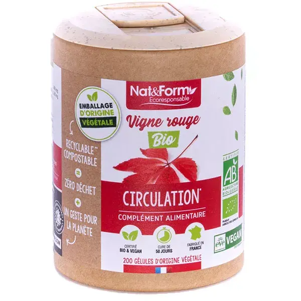 Nat & Form Suco de Videira Tinto Orgânico e Ecológico - 200 cápsulas