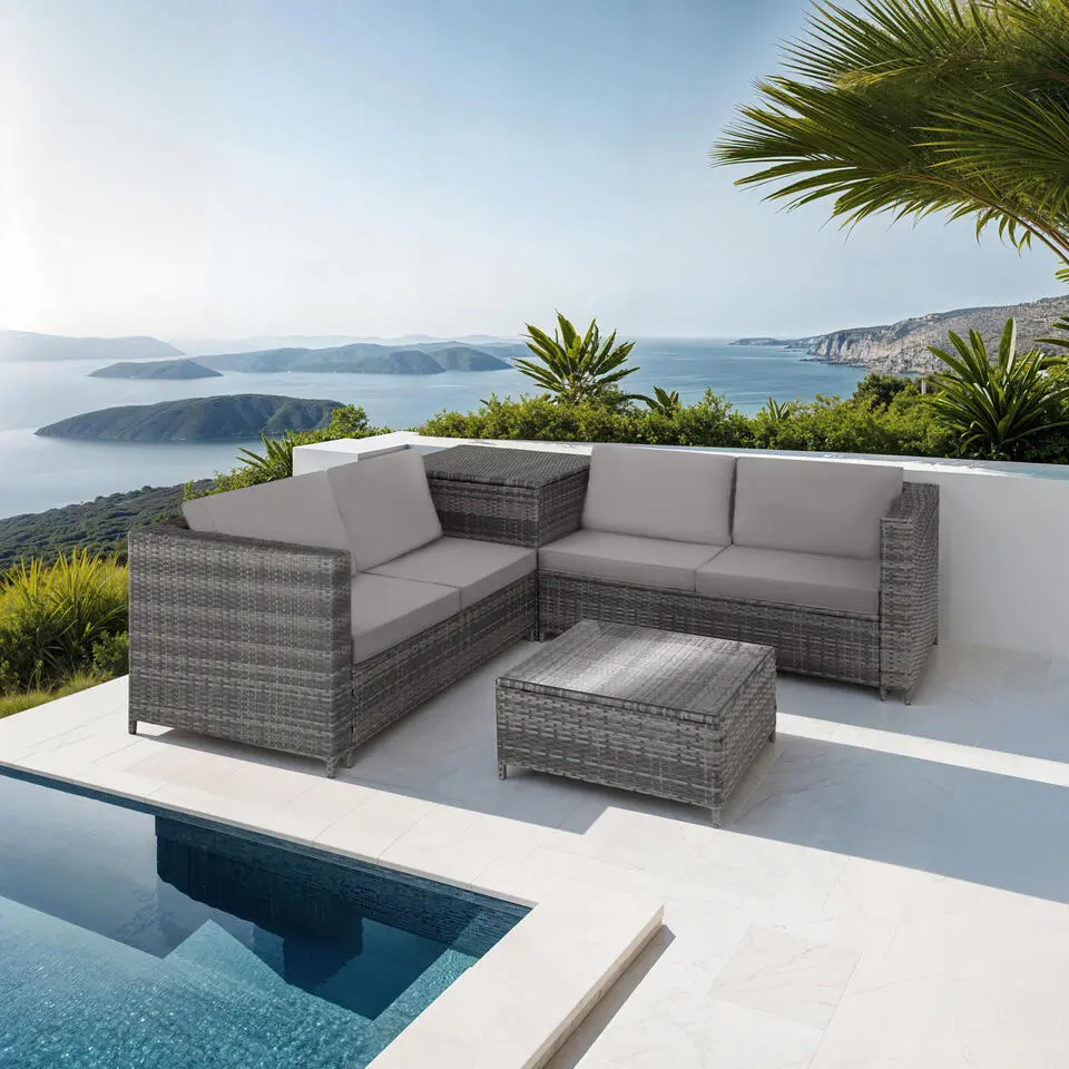 tectake - Loungeset Siena - Wicker - grijs