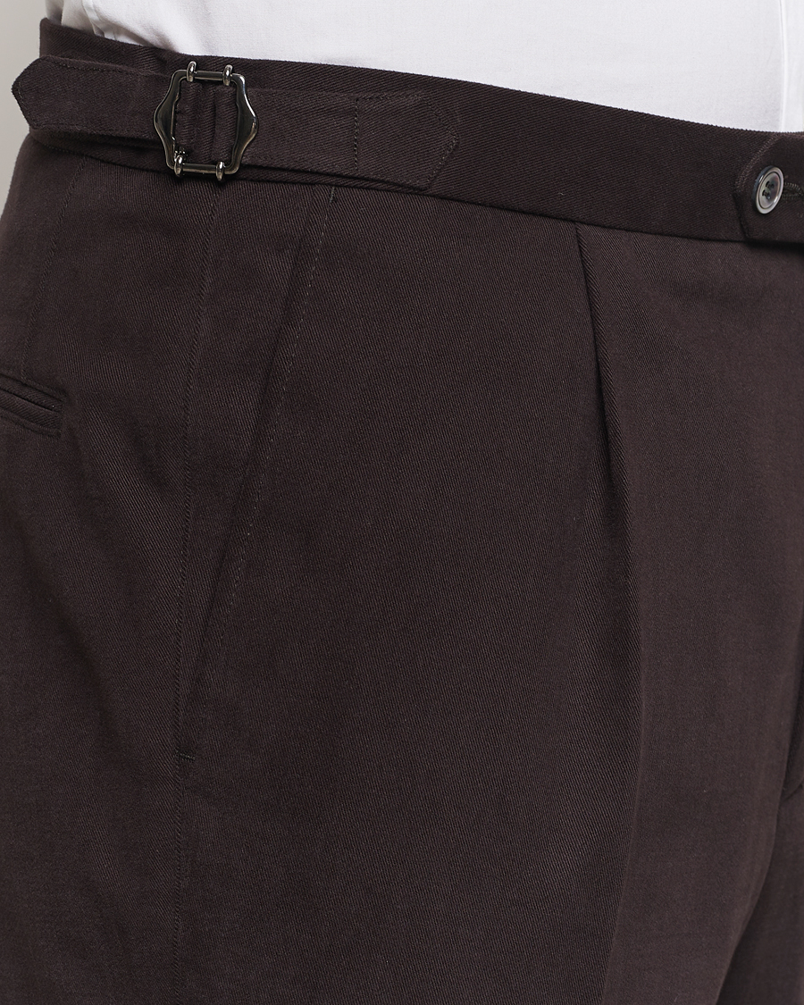 Oscar Jacobson Delon Brushed Cotton Trousers Brown