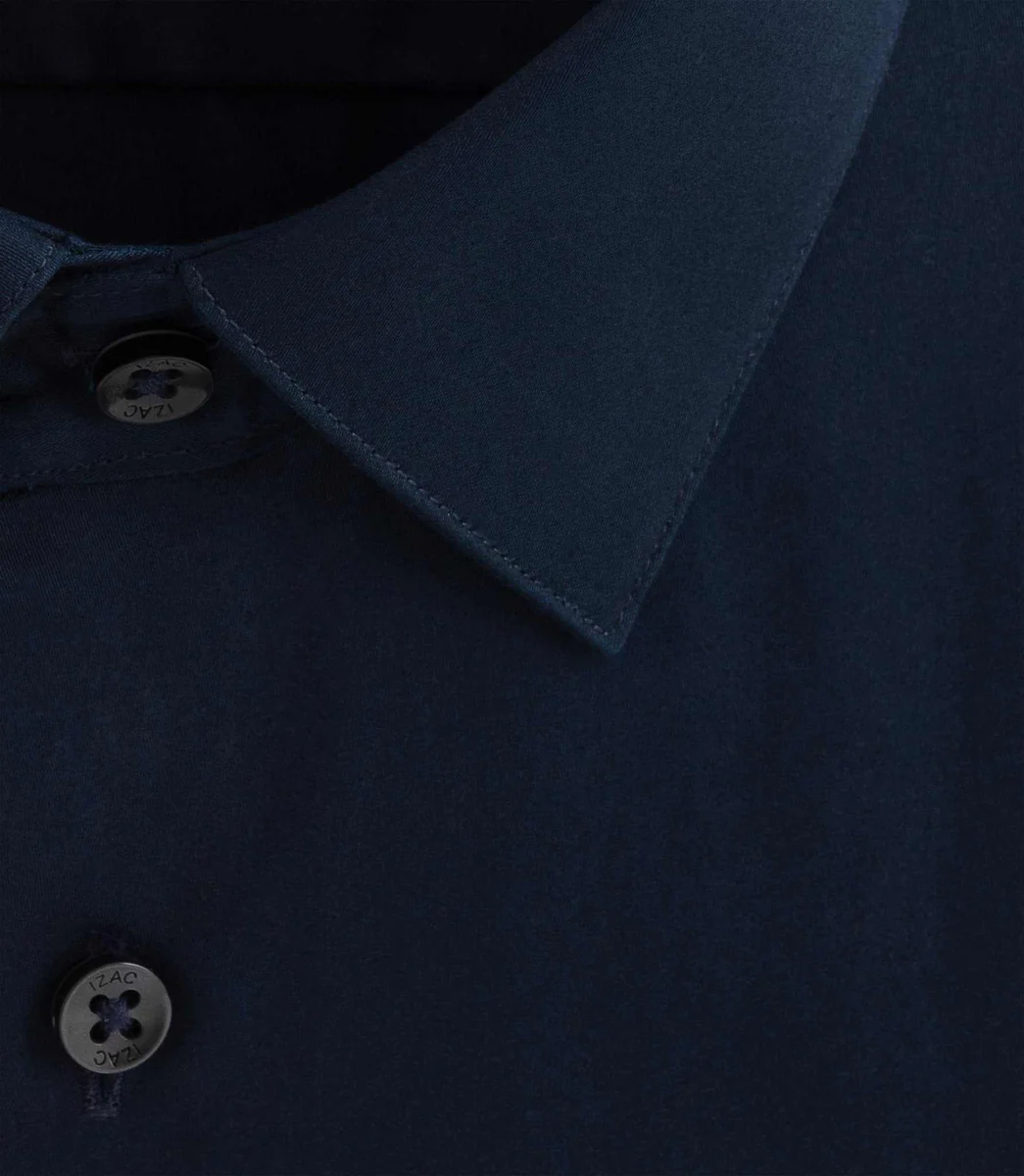 Chemise slim en satin de coton marine 
