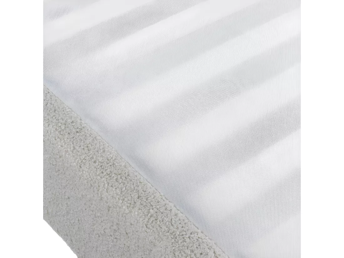 Sommier déco en Kit + pieds 90x190 - Newkit 20 lattes bois - Tissu crème - H. 18 cm