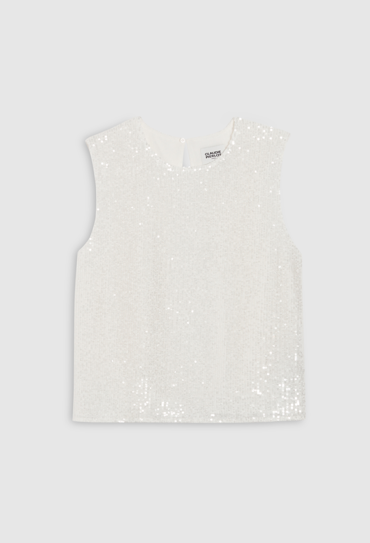 Top sans manches sequins ecru
