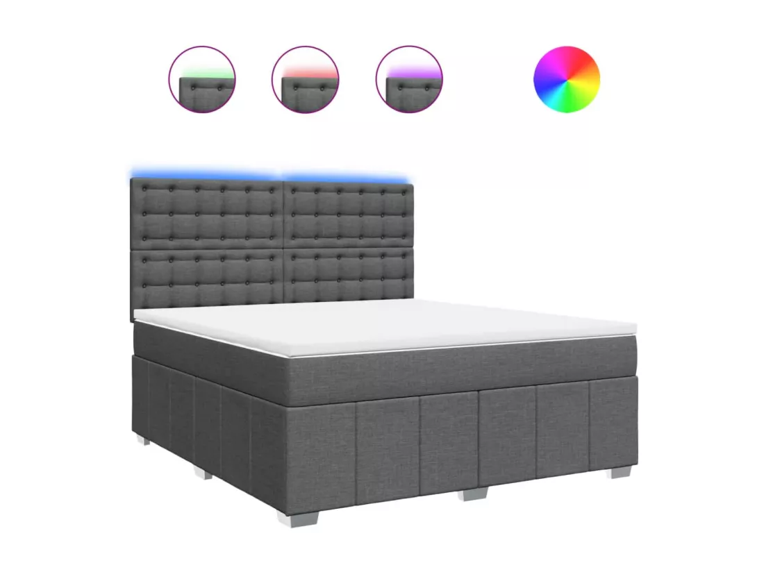 Sommier à lattes de lit avec matelas Gris foncé 180x200cm Tissu