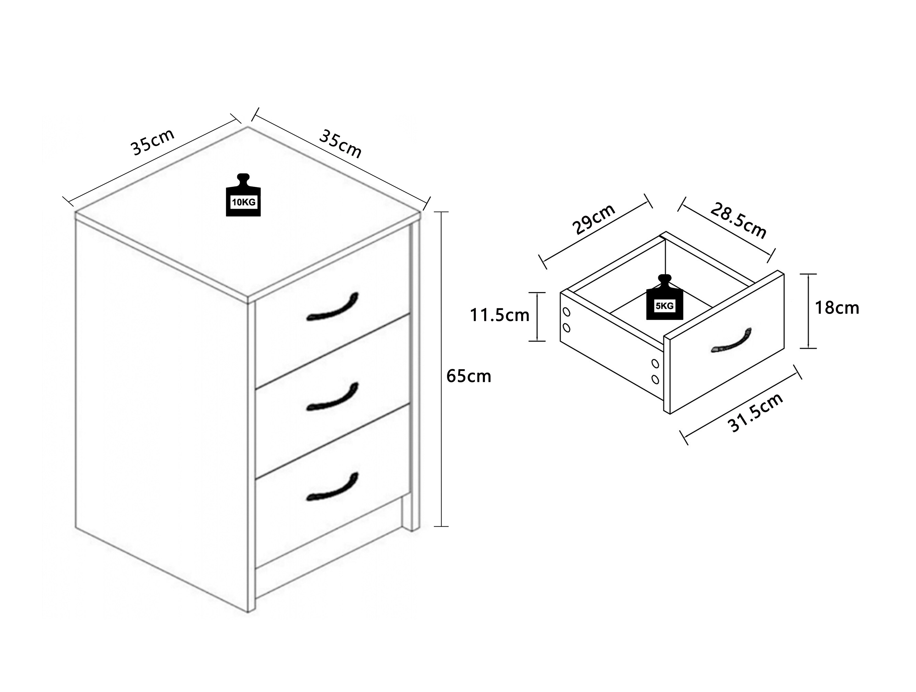 VCM Nachtschrank Beistelltisch Schublade Konsole Boxspring Nachttisch Boxal Maxi