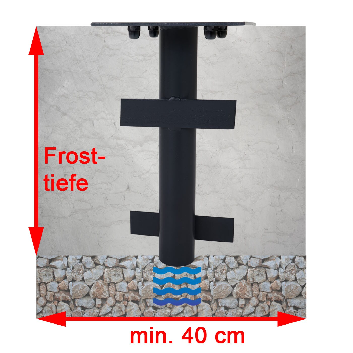 Bodenhülse MCW-A96, Bodenanker Schirmständer, Ø 49mm z.B. für Luxus-Ampelschirme