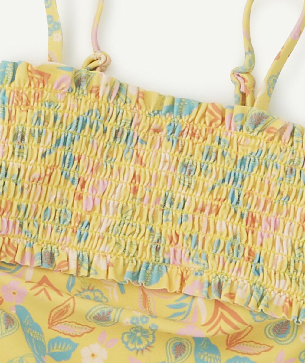 LE MAILLOT DE BAIN 1 PIÈCE JAUNE FLEURI EN FIBRES RECYCLÉES