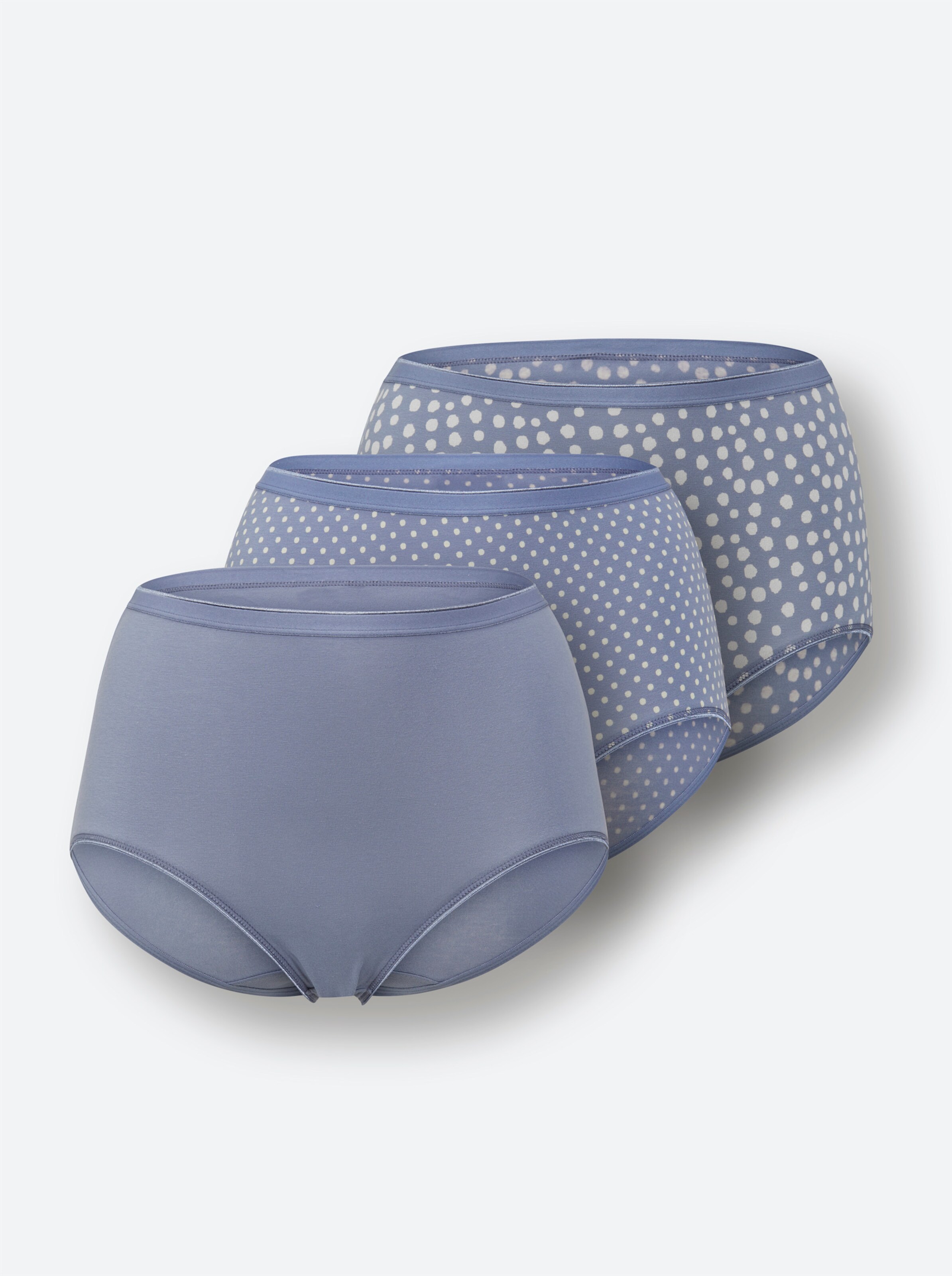 wäschepur Taillenslip in 2x taubenblau-bedruckt + 1x taubenblau