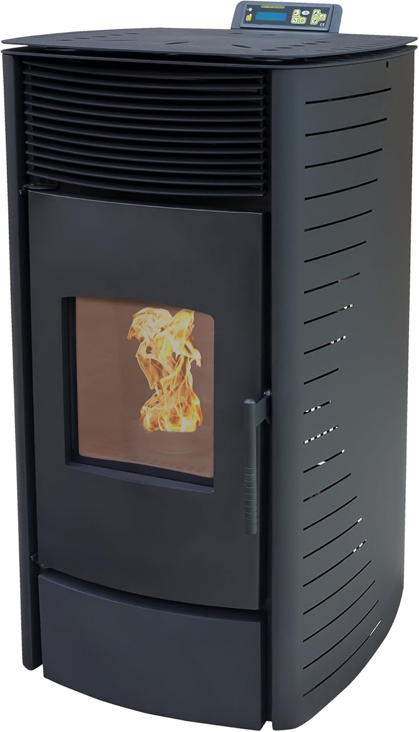 NEMAXX® P12 Pelletofen 13,6 kW bis 300m³– Elektrokamin mit ECO-Modus,Wi-Fi Ready,Wochen-Timer & Überhitzungsthermostat für effizientes Heizen – Schwarz