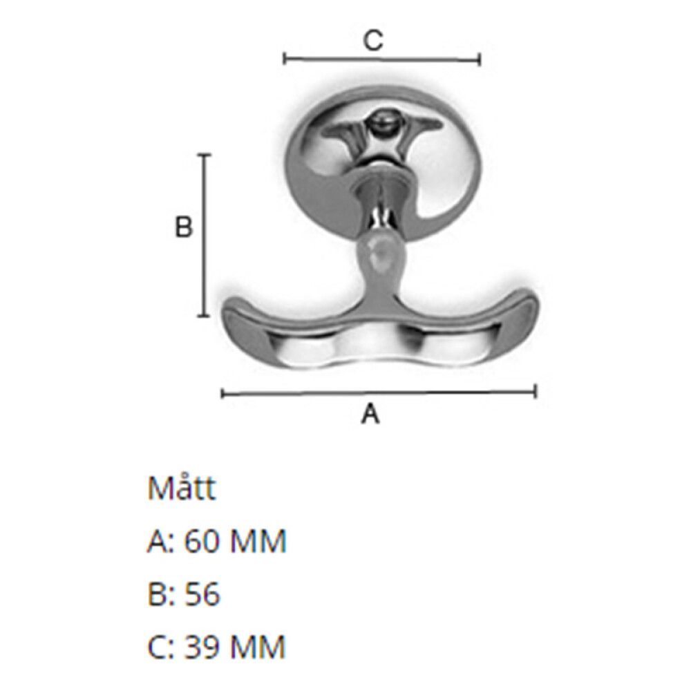 ANKERKROK BESLAGSBODEN 56MM BØRSTET KROM