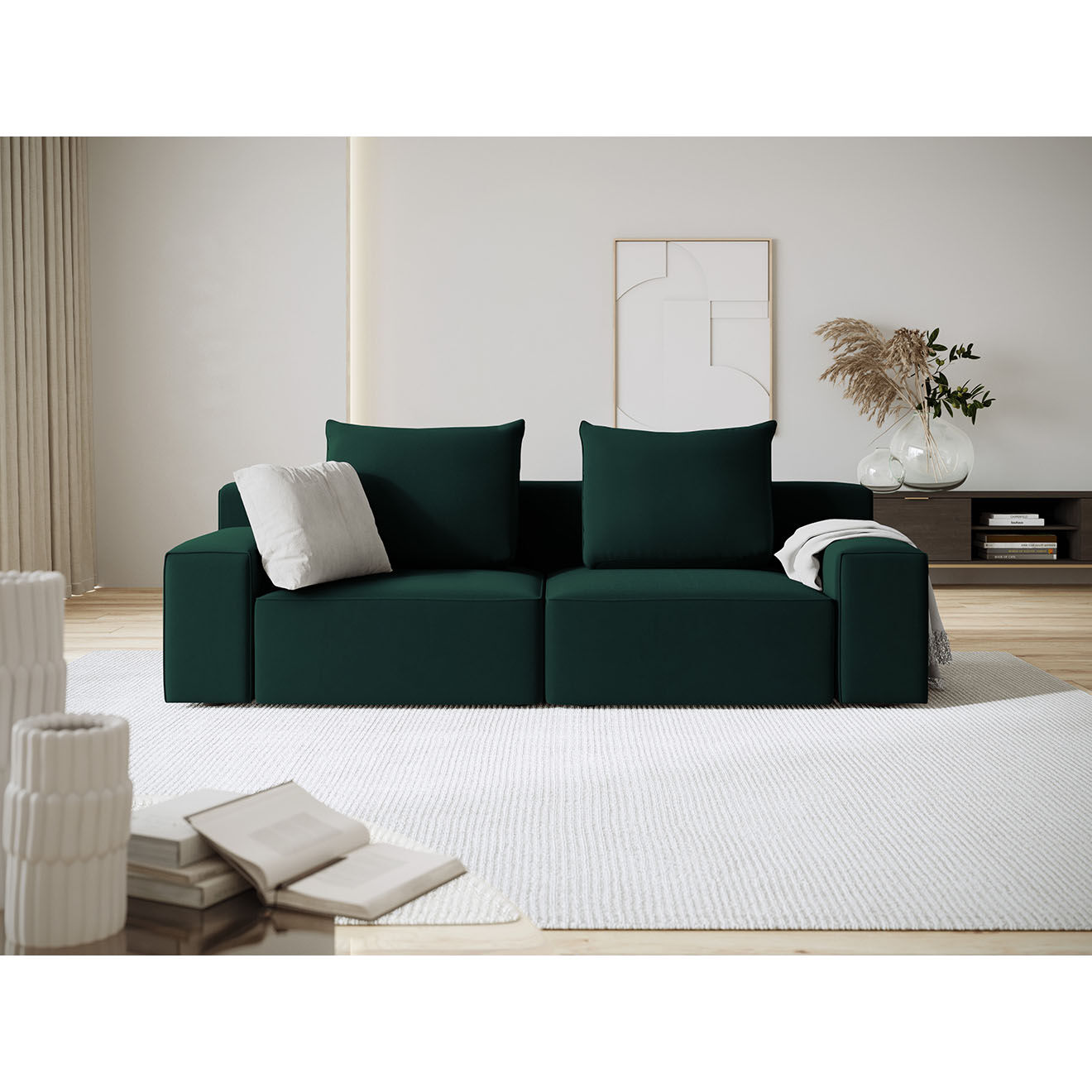 Mazzini Sofas Canapé Velours Ivy 3 Places vert foncé - 210x105x89 cm