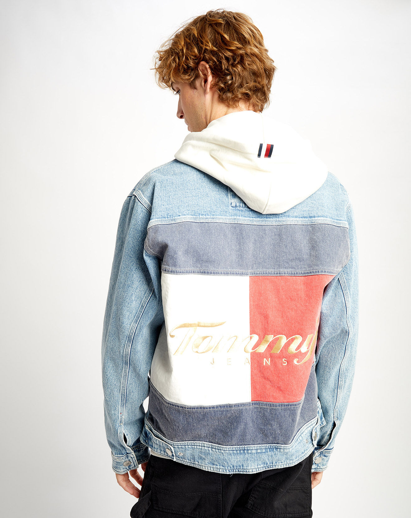 Tommy Jeans Veste en jean oversize Archive drapeau dos bleue