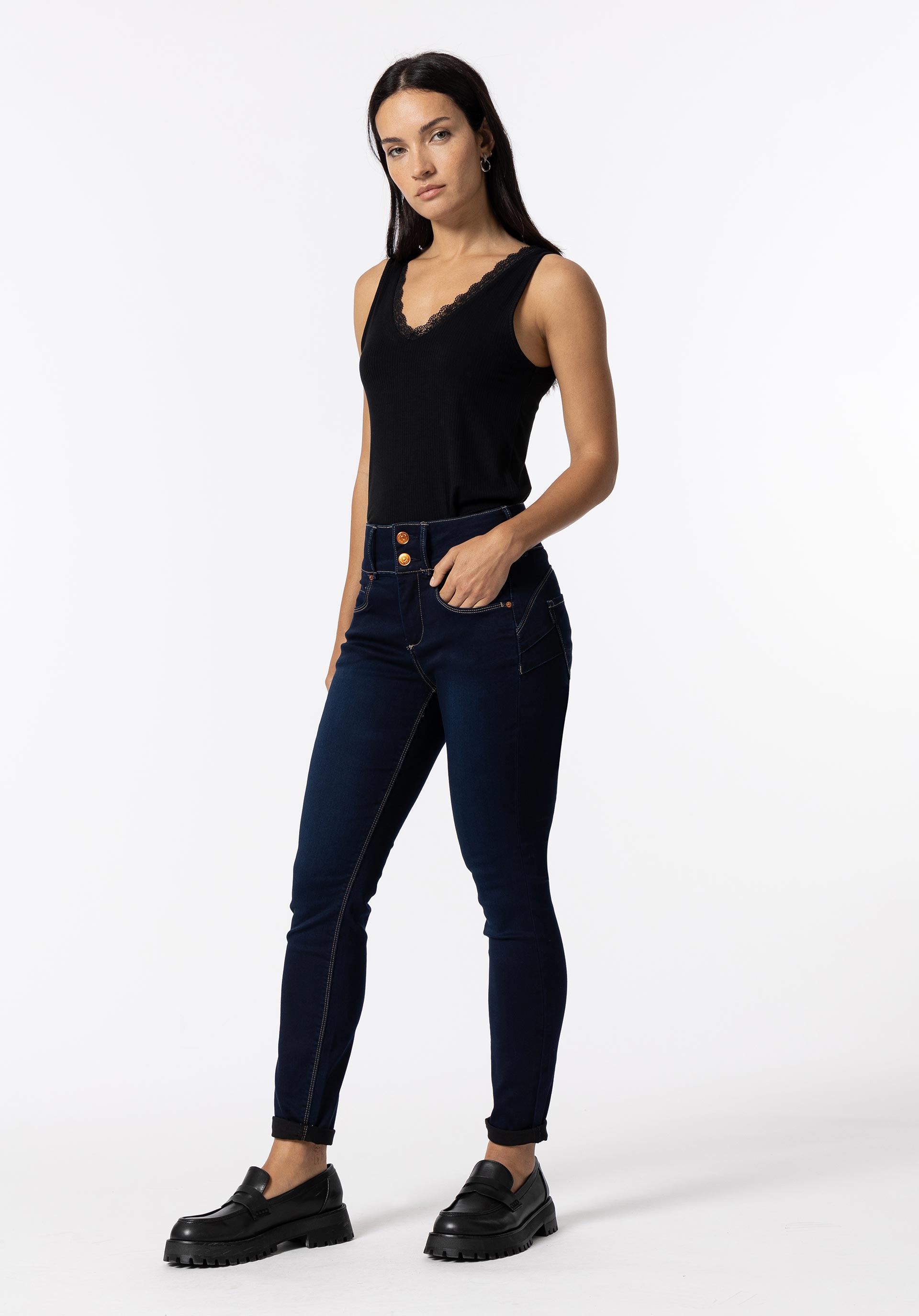 Jeans Double-up Skinny Cintura Alta