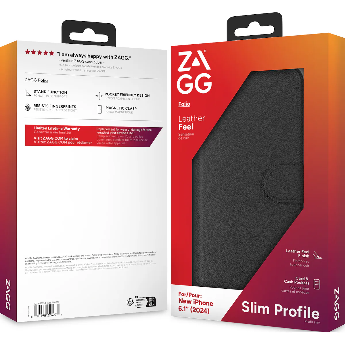 ZAGG foliodeksel for iPhone 16 (sort)
