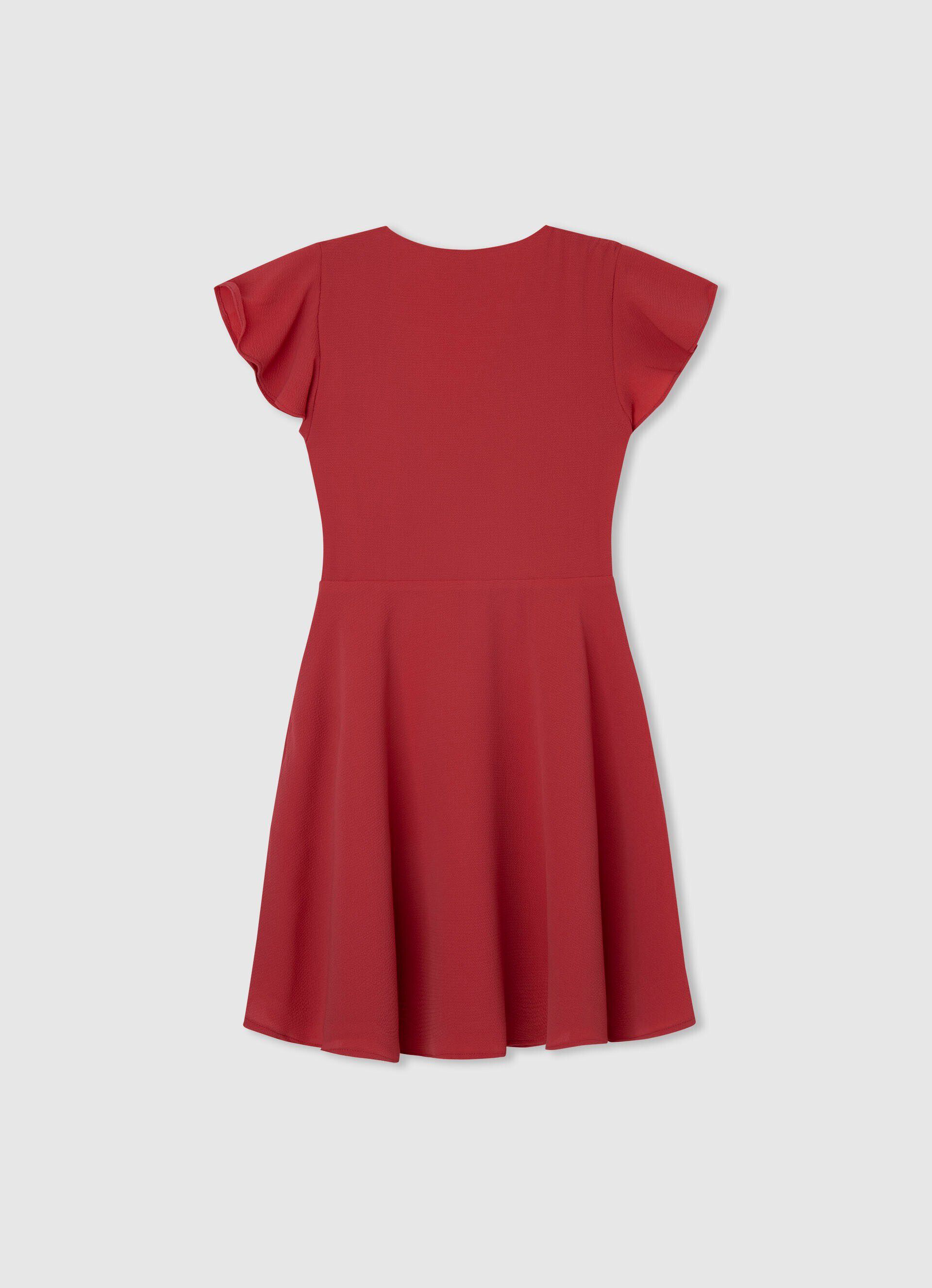 Vestido crepe com decote cruzado - vermelho estúdio