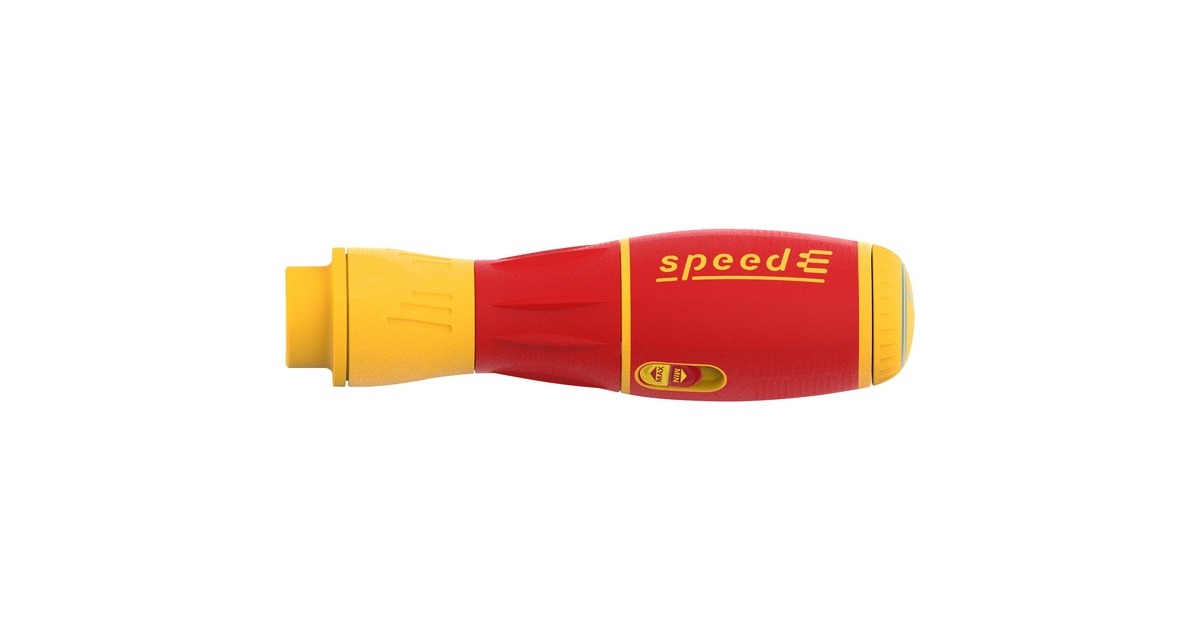 WihaE-schroevendraaier speedE II electric schroefboor  (Rood/geel, 7-delig met slimBits, Accu inbegrepen)