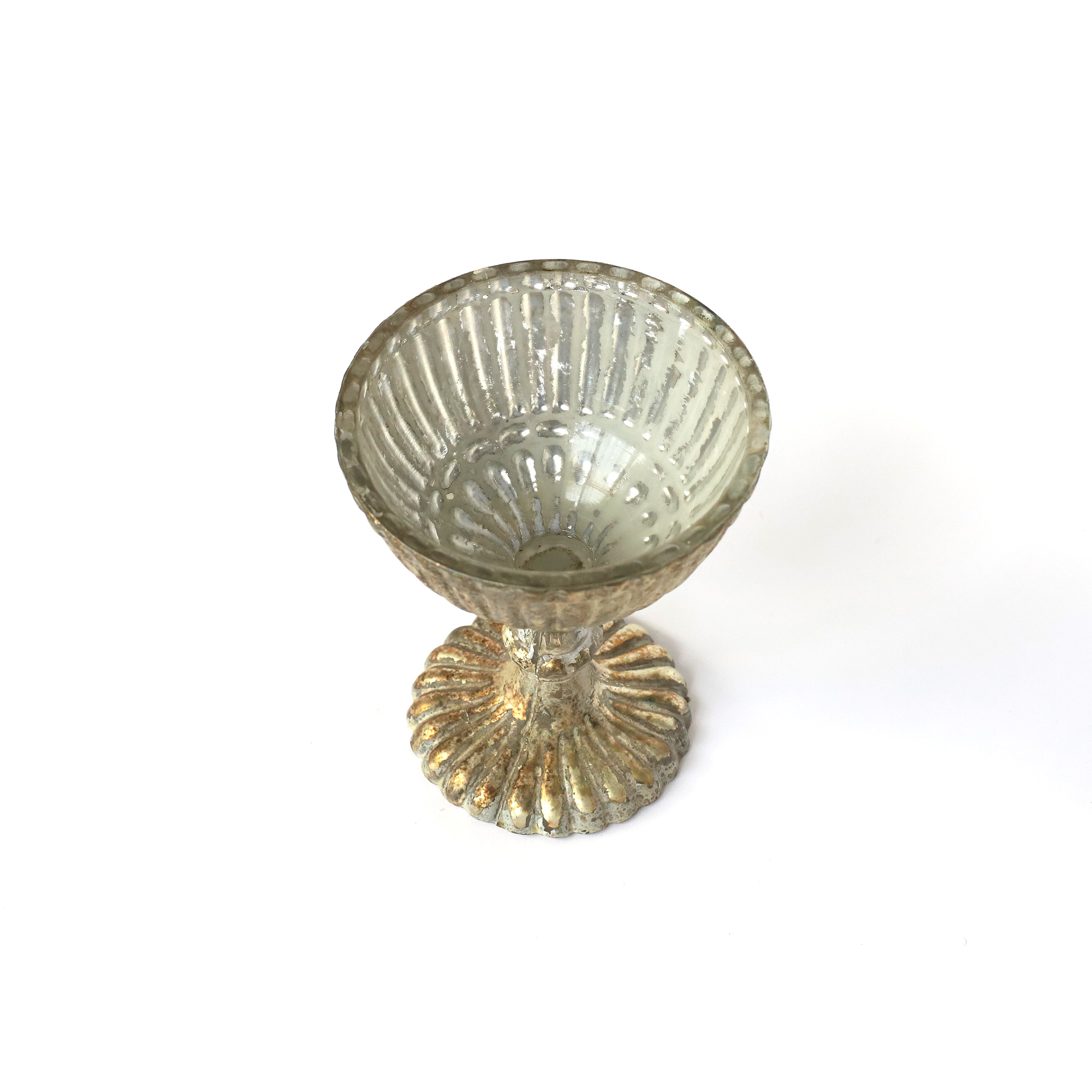 Glaspokal, antik silber, H 14 cm, Ø 11 cm von fischer's lagerhaus