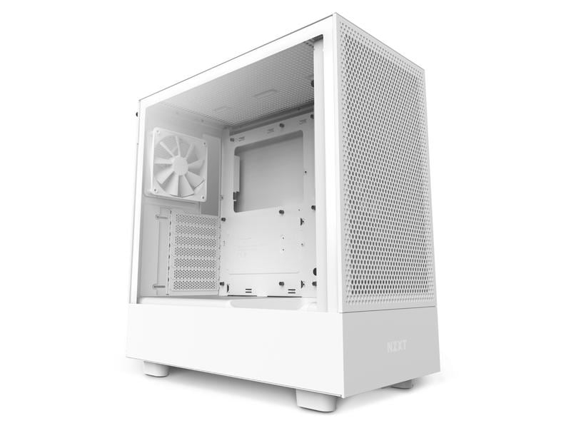 NZXT PC-Gehäuse H5 Flow RGB Weiss matt Kompaktes Mid-Tower-Gehäuse mit Seitenfenster und RGB-Lüftern